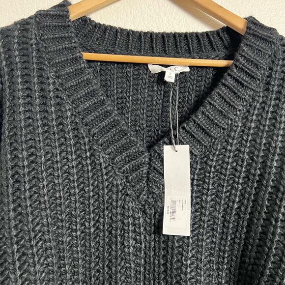 LBLC The Label Katja Black Chunky Knit V-Neck Pullover Sweater Size L NWT - Picture 5 of 7